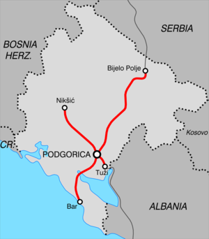 Kolej w Czarnogórze